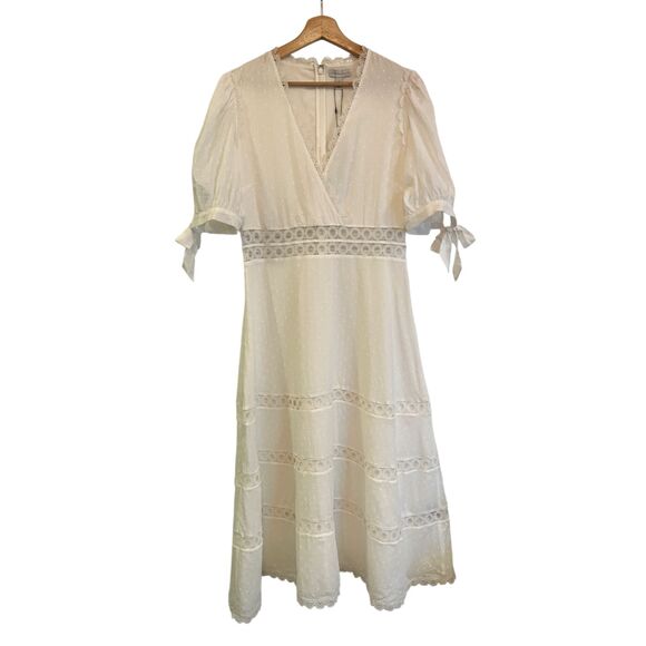 NWT Monique Lhuillier Swiss Dot Midi Dress - Picture 3 of 16